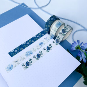 Fehér-kék mezei virágos washi tape